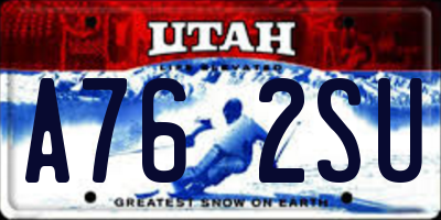 UT license plate A762SU