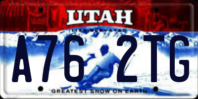 UT license plate A762TG