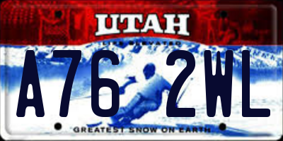 UT license plate A762WL