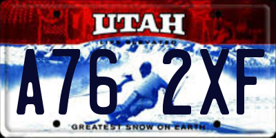 UT license plate A762XF