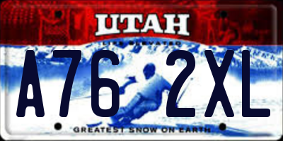 UT license plate A762XL