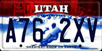 UT license plate A762XV