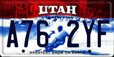 UT license plate A762YF