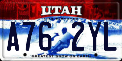 UT license plate A762YL