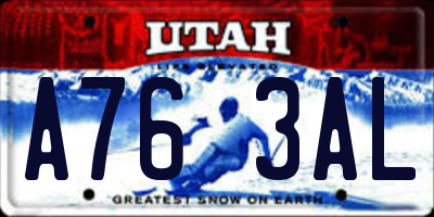 UT license plate A763AL