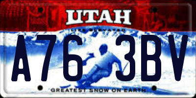 UT license plate A763BV