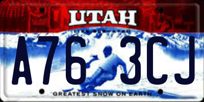 UT license plate A763CJ