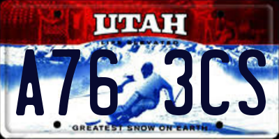 UT license plate A763CS