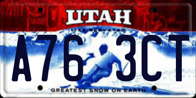 UT license plate A763CT
