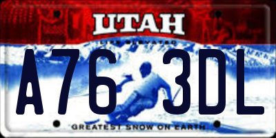 UT license plate A763DL
