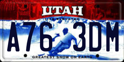 UT license plate A763DM