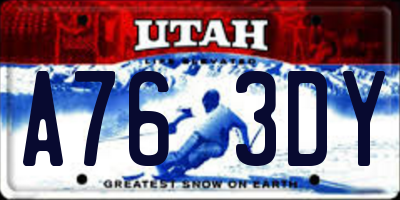 UT license plate A763DY