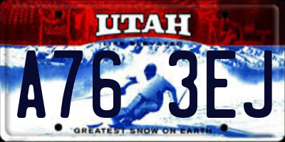 UT license plate A763EJ