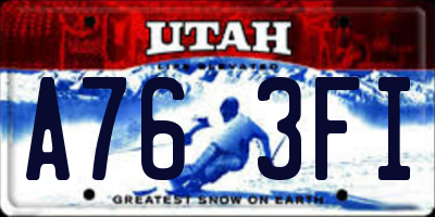 UT license plate A763FI