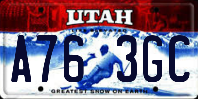 UT license plate A763GC