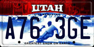 UT license plate A763GE