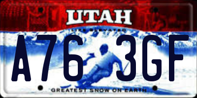 UT license plate A763GF