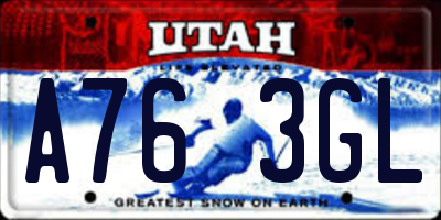 UT license plate A763GL