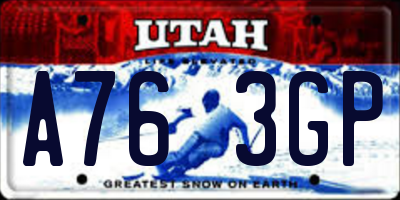 UT license plate A763GP
