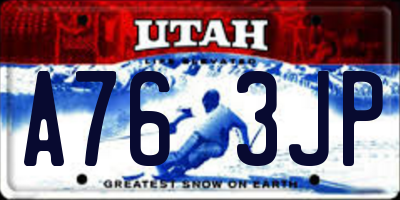 UT license plate A763JP
