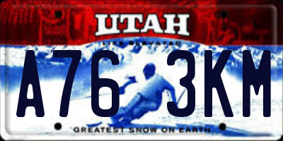 UT license plate A763KM
