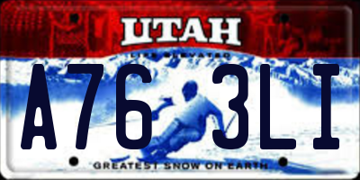 UT license plate A763LI