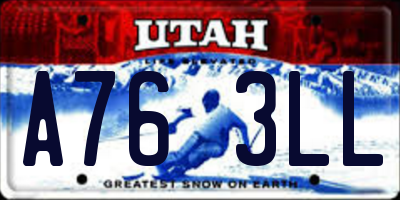 UT license plate A763LL