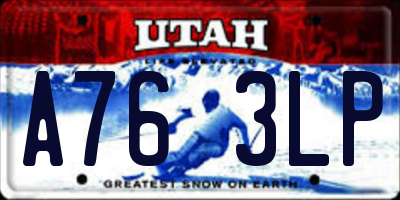 UT license plate A763LP