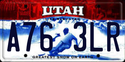 UT license plate A763LR