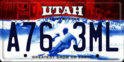 UT license plate A763ML
