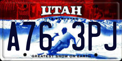 UT license plate A763PJ