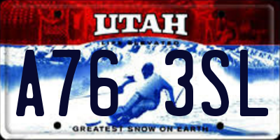 UT license plate A763SL