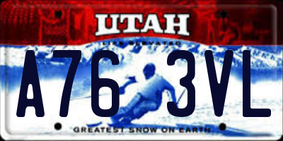 UT license plate A763VL