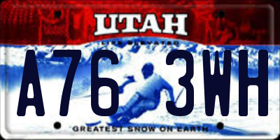 UT license plate A763WH
