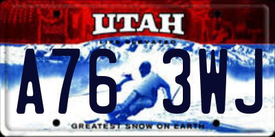 UT license plate A763WJ