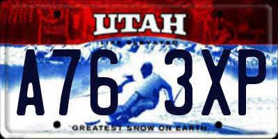 UT license plate A763XP