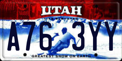 UT license plate A763YY