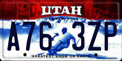 UT license plate A763ZP