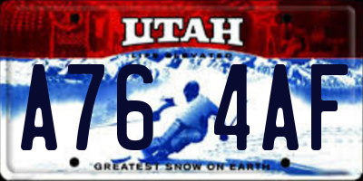 UT license plate A764AF