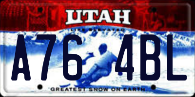 UT license plate A764BL
