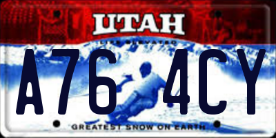 UT license plate A764CY