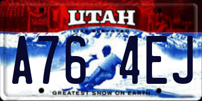 UT license plate A764EJ
