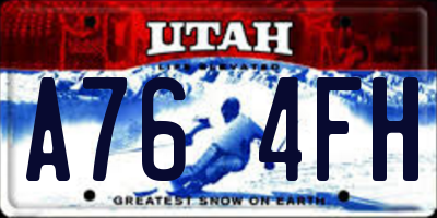 UT license plate A764FH