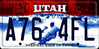 UT license plate A764FL