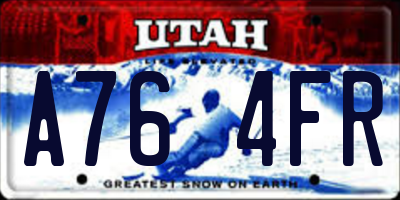 UT license plate A764FR