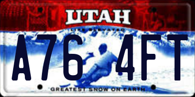 UT license plate A764FT