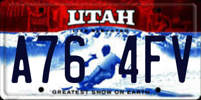 UT license plate A764FV