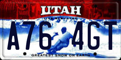 UT license plate A764GT
