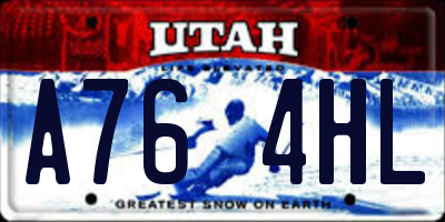 UT license plate A764HL