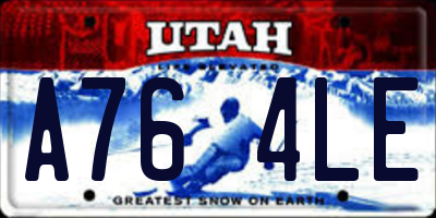 UT license plate A764LE